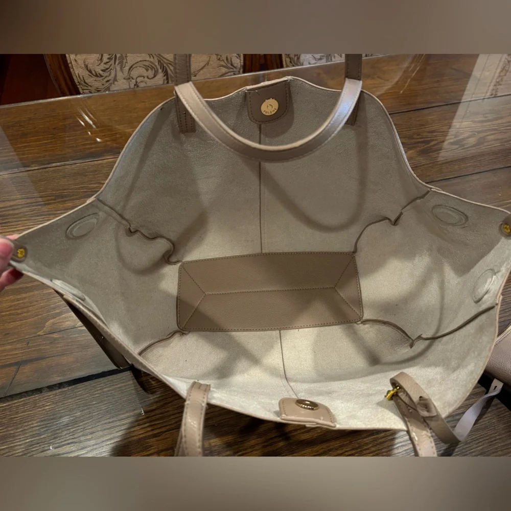 Polene Cyme Textured Taupe Leather Tote - Picture 3 of 16